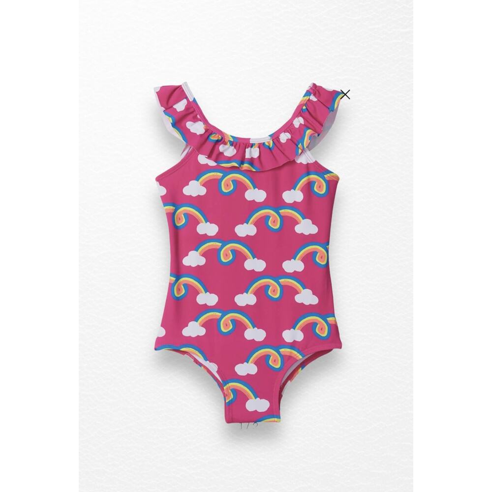 NWT Hatley Rainbow Ruffle Swimsuit, Size 2